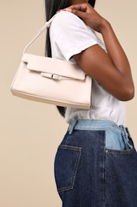 Calandra Bone Vegan Leather Shoulder Bag