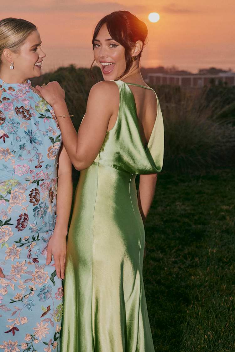 Incredible Love Lime Green Satin Cowl Back Midi Slip Dress