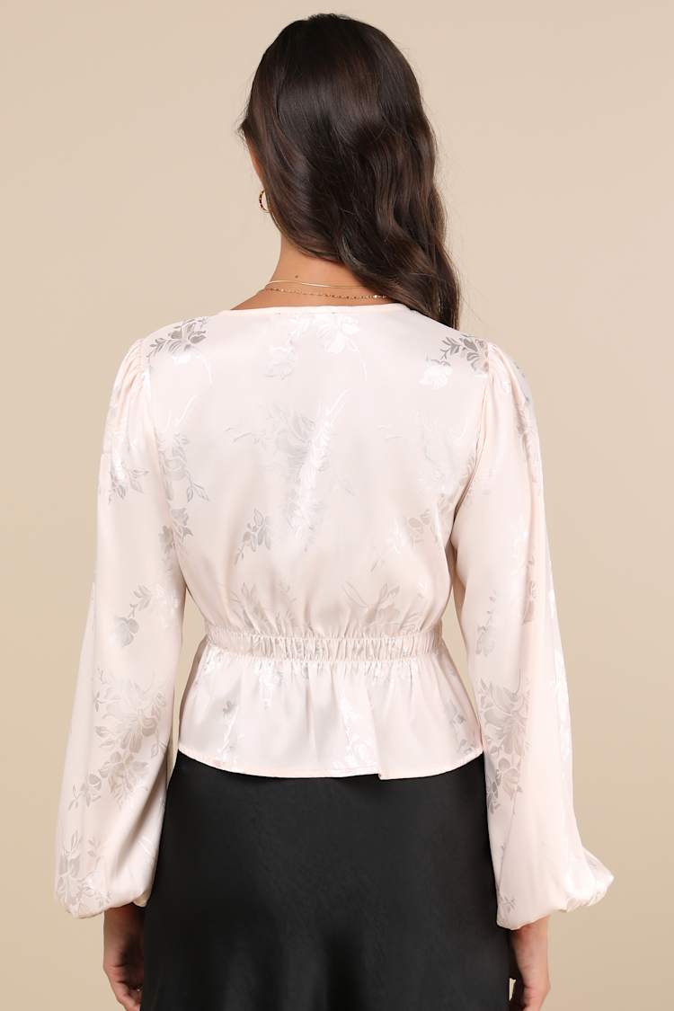 Special Sweetness Blush Jacquard Tie-Front Top