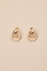 Radiant Cuteness Gold Textured Door Knocker Earrings 1
