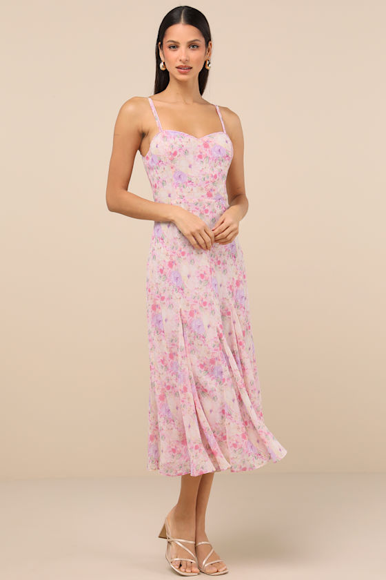 Charmed Invite Pink Floral Midi Dress 1