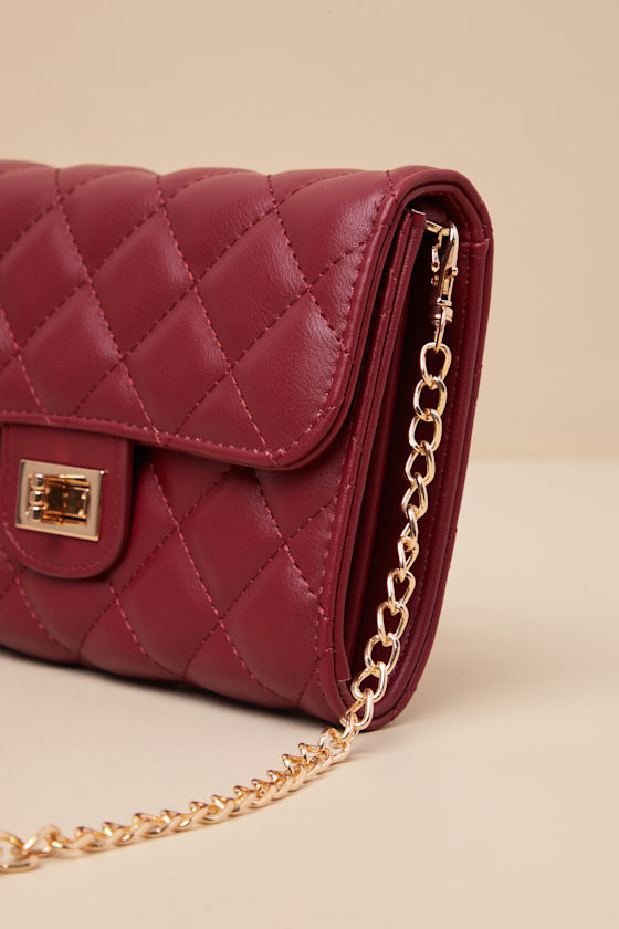 Lulus Mancy Dark Red Quilted Crossbody Bag In Red