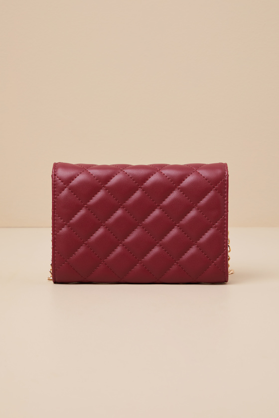 Lulus Mancy Dark Red Quilted Crossbody Bag In Red