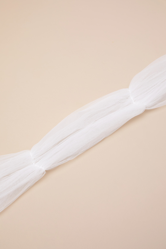 Cascading Romance White Tulle Veil Scarf
