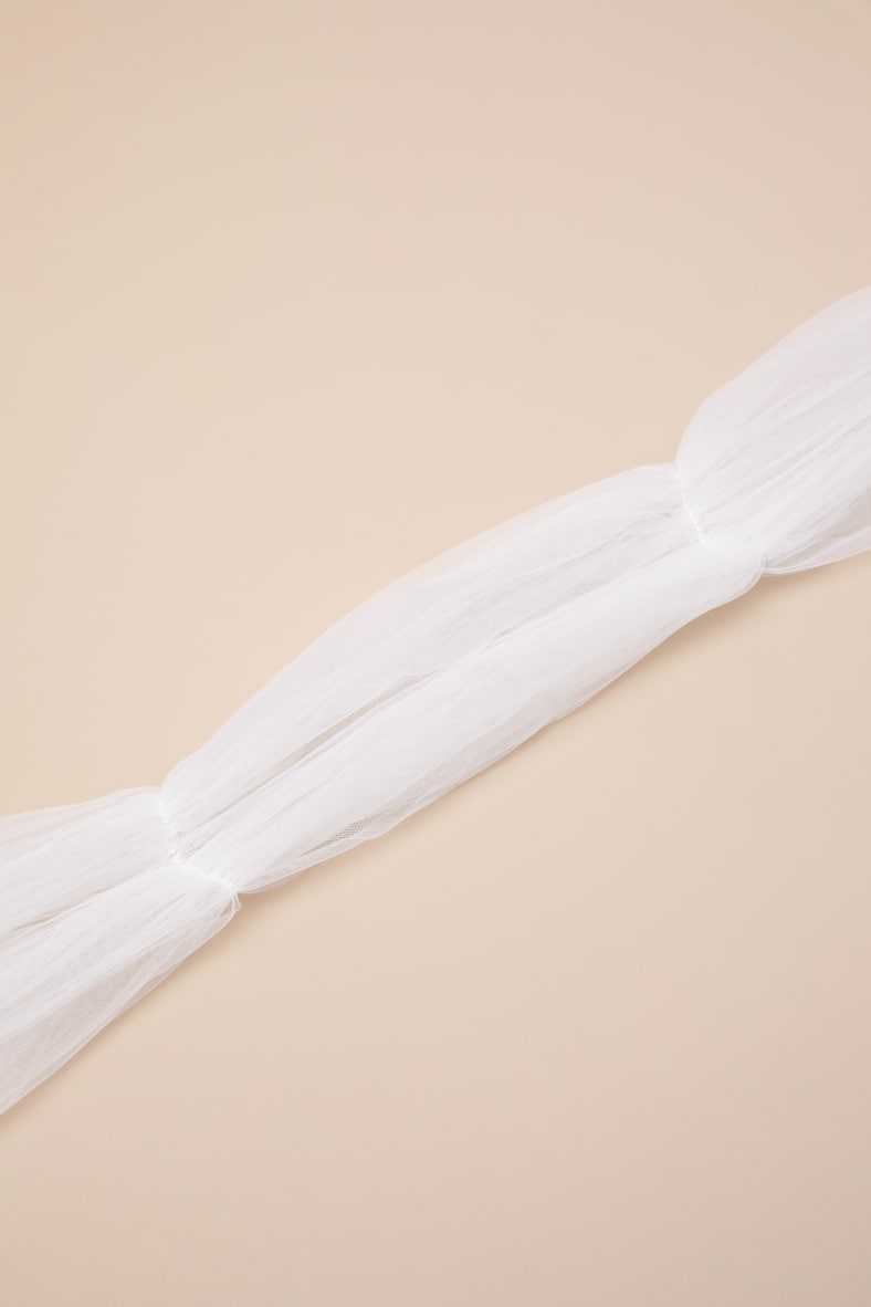 Cascading Romance White Tulle Veil Scarf
