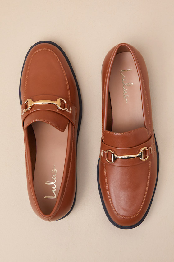 Lulus Wrenlie Chestnut Horsebit Loafer Flats In Brown