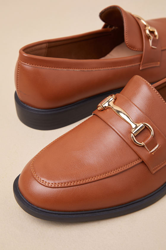 Lulus Wrenlie Chestnut Horsebit Loafer Flats In Brown