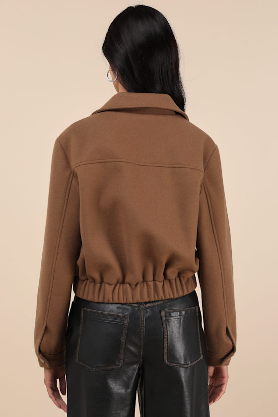 Lulus Top-notch Comfort Brown Collared Bomber Jacket In Brown
