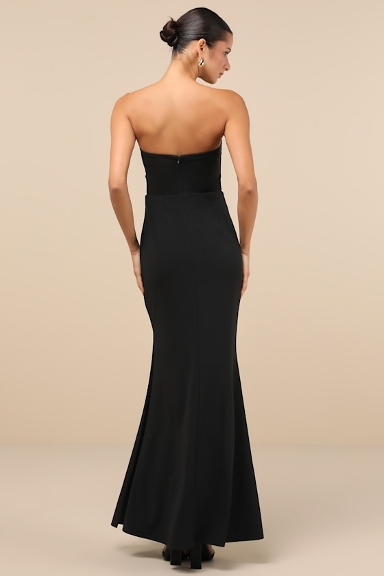 knee length dresses for ladies Black One Shoulder Maxi Dress