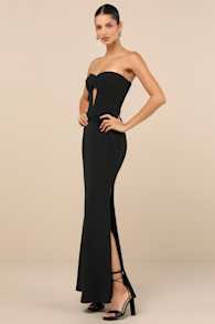 Elegant Finesse Black Pleated Cutout Maxi Dress 4