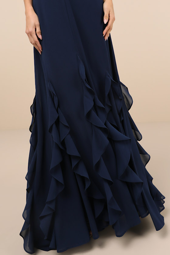 Dark Navy Maxi Dress - Sleeveless Maxi Dress - Ruffled Maxi Dress - Image 4