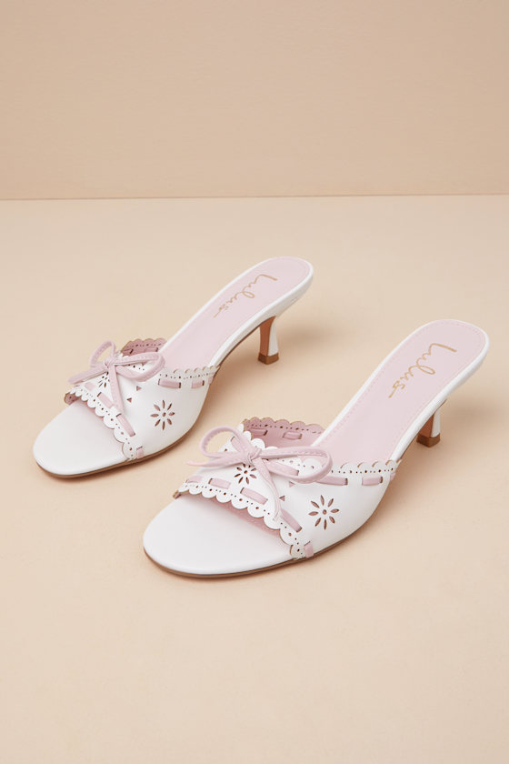 Lulus Malinn White And Pink High Heel Sandals In White And Pink
