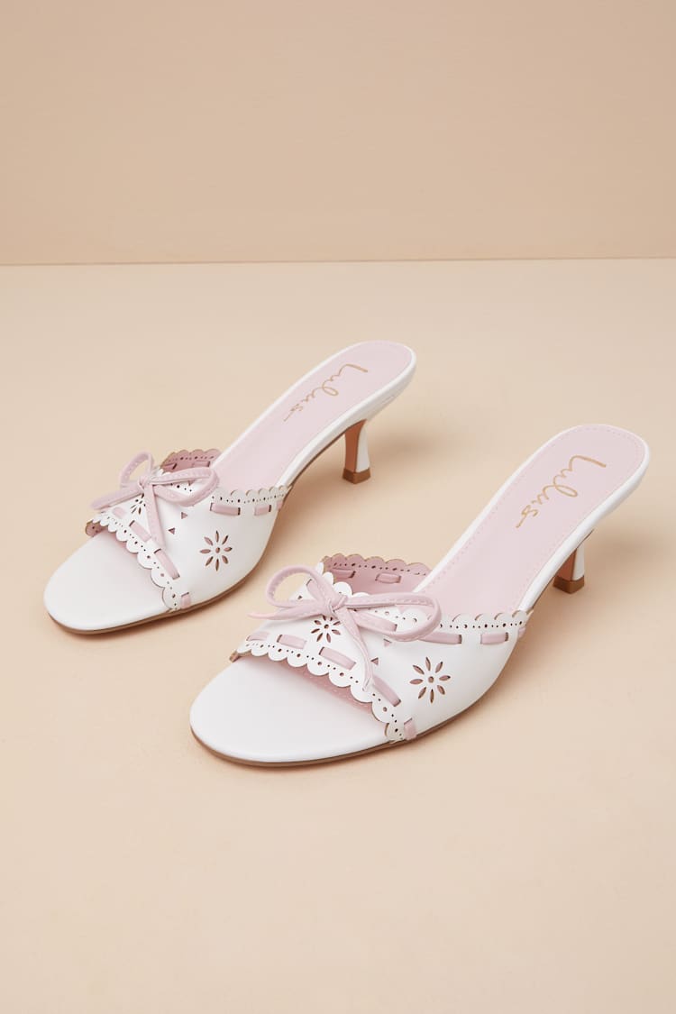 Malinn White and Pink High Heel Sandals