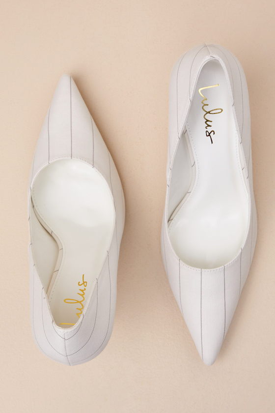 Lulus Kennett White Pinstripe Pointed-toe Pumps In White