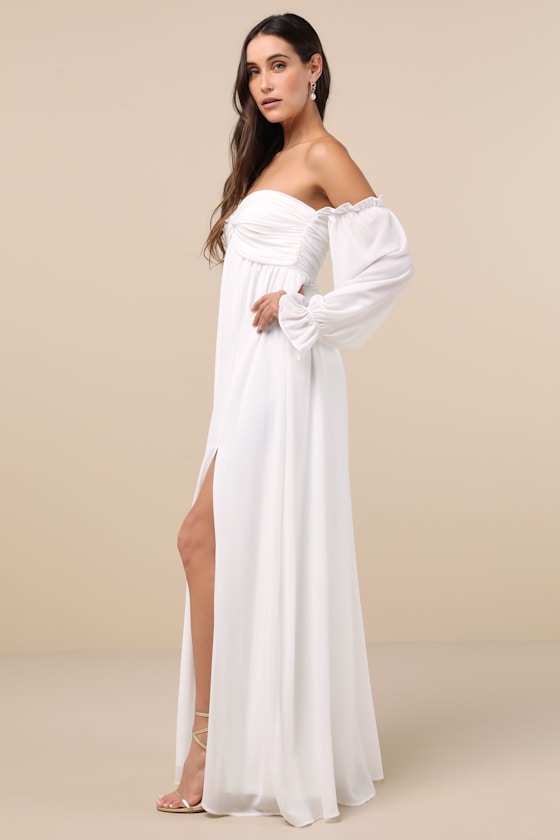 Lulus Corfu Charm Ivory O-ring Halter Maxi Dress In White