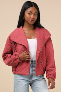 Layered Charisma Rusty Rose Collared Quilted Jacket 4