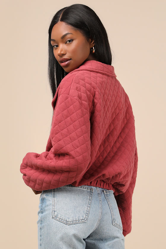 Lulus Layered Charisma Rusty Rose Collared Quilted Jacket In Pink