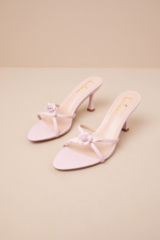 Patrika Pink Floral Applique High Heel Slide Sandals 3