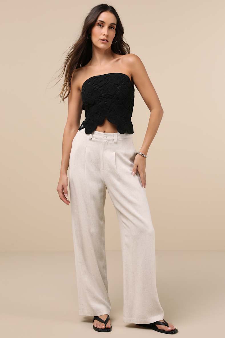 Envied Attitude Black Crochet Strapless Crop Top
