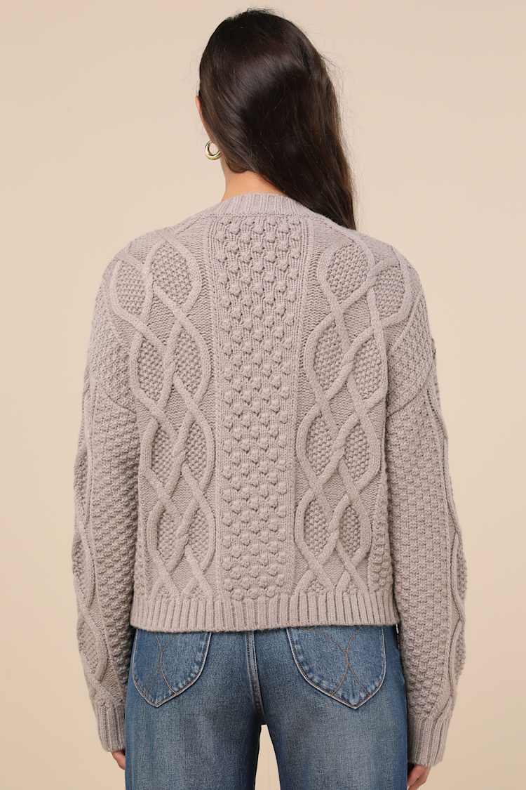 Comfy Discovery Taupe Cable Knit Button-Up Cardigan Sweater