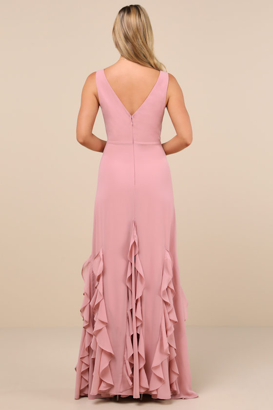 Lulus Alorna Rose Pink Sleeveless Ruffled Maxi Dress In Pink