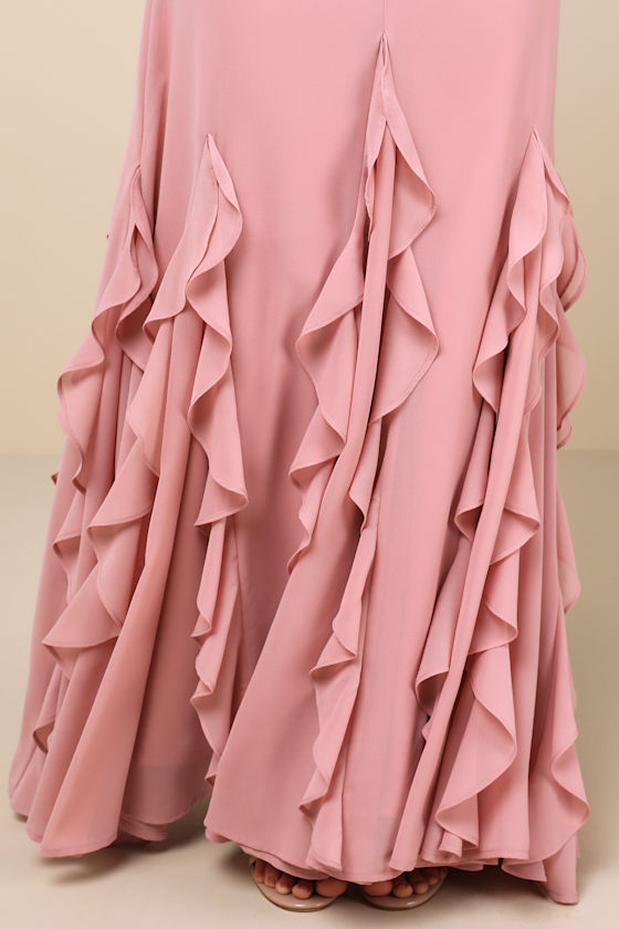 Lulus Alorna Rose Pink Sleeveless Ruffled Maxi Dress In Pink