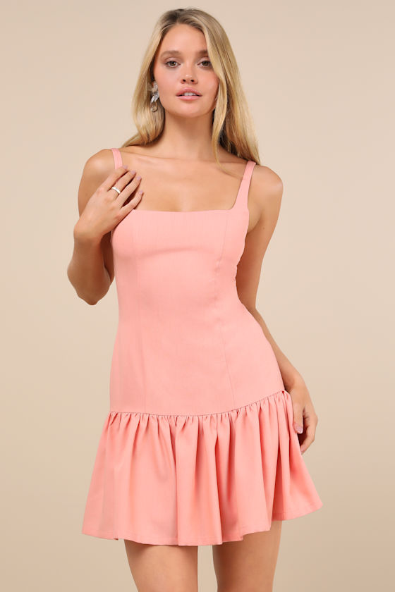 Adorable Concept Peach Lace-Up Backless Drop Waist Mini Dress 4