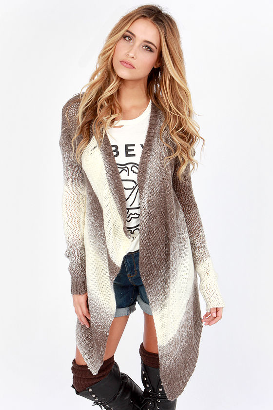 taupe cardigan sweater