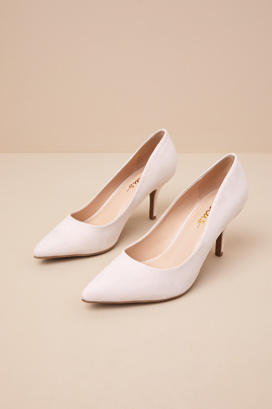 Lulus Mariee Beige Suede Pointed-toe Pumps In Beige