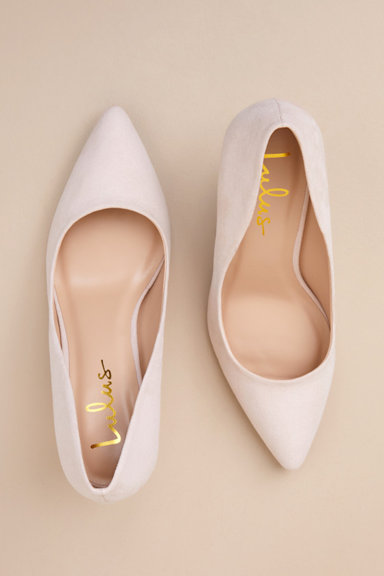 Lulus Mariee Beige Suede Pointed-toe Pumps In Beige