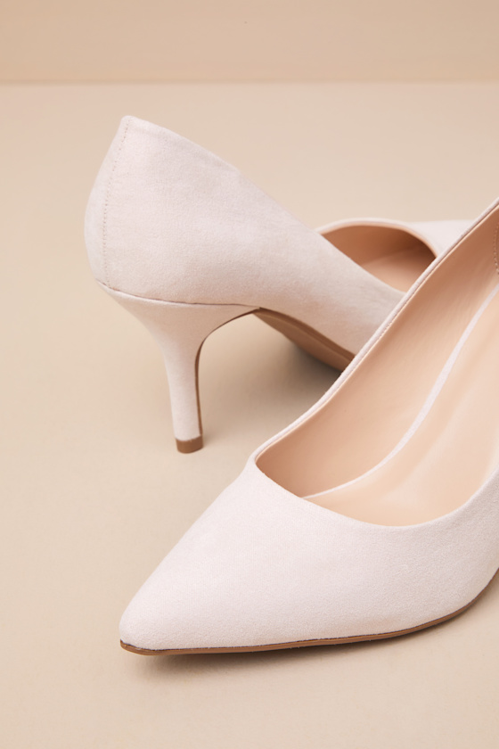 Lulus Mariee Beige Suede Pointed-toe Pumps In Beige