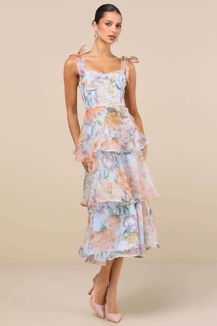 open lace back dress Ciao Ruffles Maxi Dress main image 1
