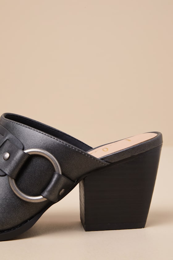 Lulus Filippa Black Pointed-toe O-ring Mules In Black