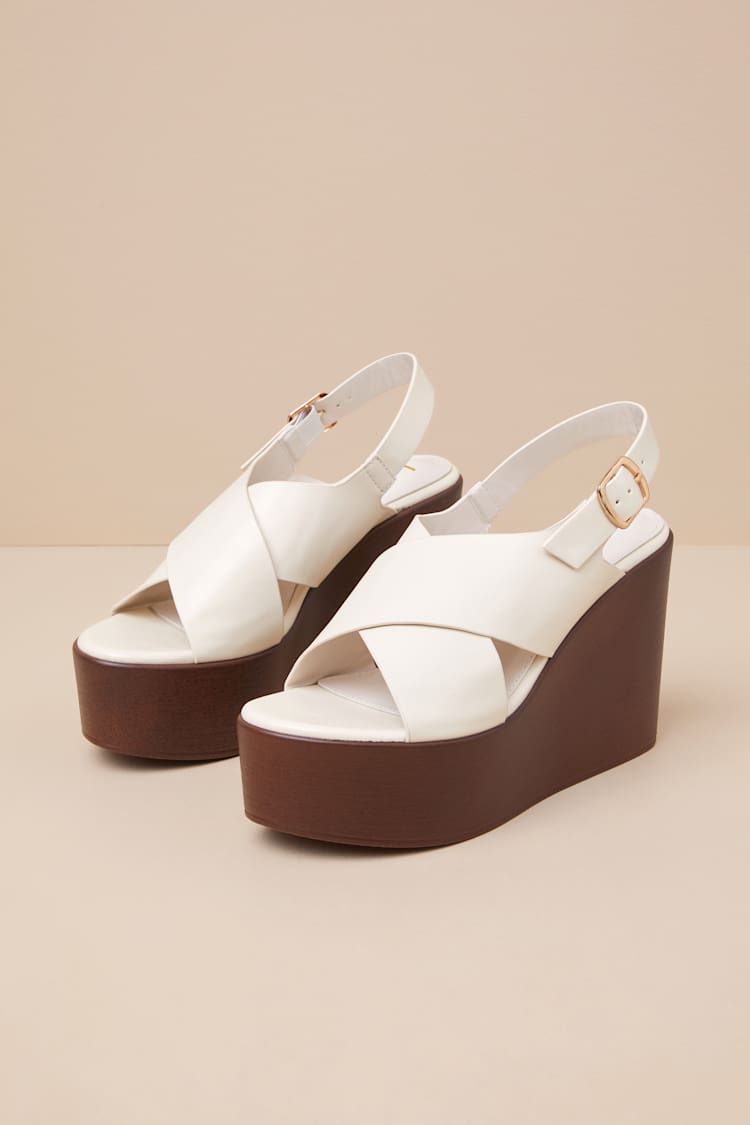 Steena Bone Platform Wedge Sandals