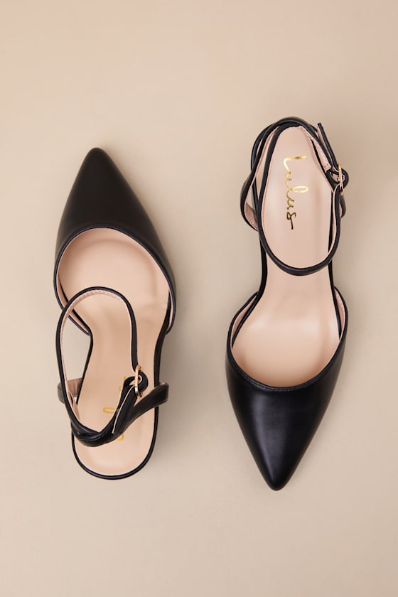 Lulus Embley Black Pointed-toe Ankle Strap Pumps In Black