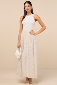 Completely Charming Ivory Sleeveless Textured Maxi Dress 1