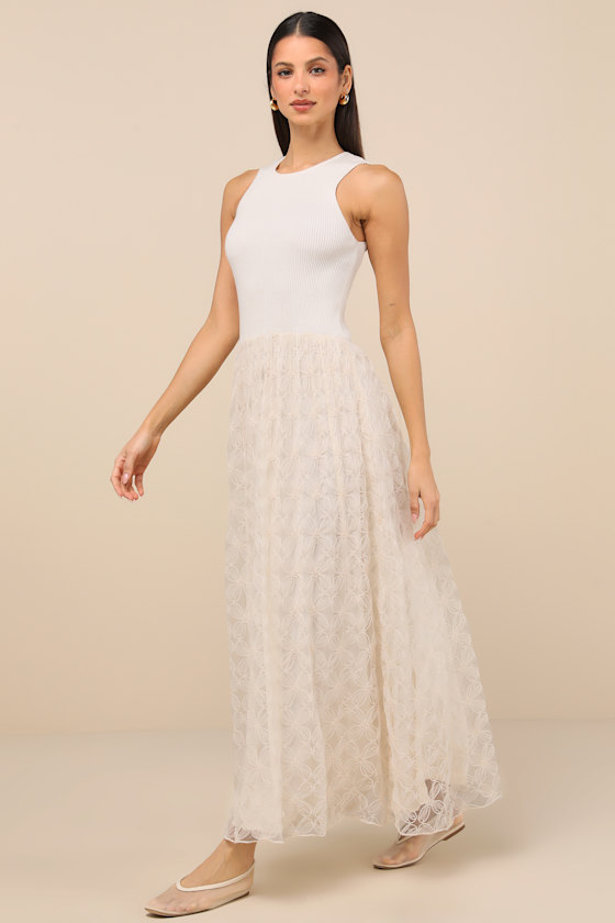 Shop Lulus Completely Charming Ivory Sleeveless Textured Maxi Dress