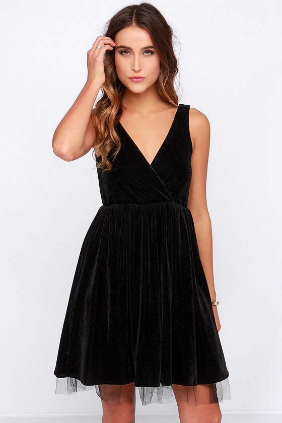 black velvet skater dress