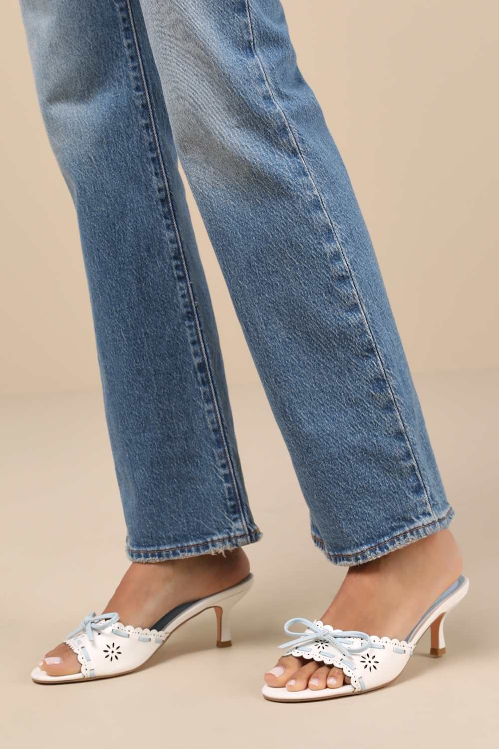 Malinn White and Blue High Heel Sandals