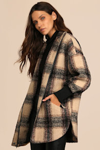 Layer on the Cozy Beige Multi Plaid Oversized Shacket 1