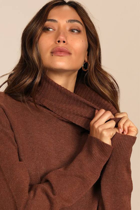Amazing Memories Brown Cowl Neck Sweater 4