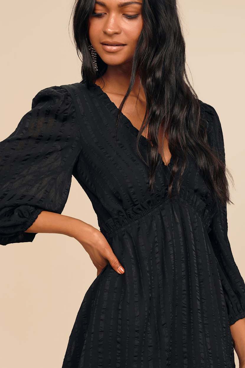 irreplaceable off the shoulder balloon sleeve mini dress in black - Striped Dress - Ruffled Dress cbs90d3 strapless style Color:WHITE POLKA Dolce & Gabbana Lace