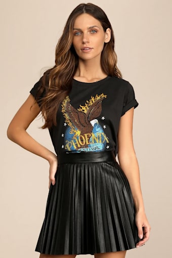 Better Luck Next Time Black Vegan Leather Pleated Mini Skirt 1