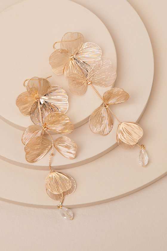 Impressive Nature 14KT Gold Floral Drop Earrings 2