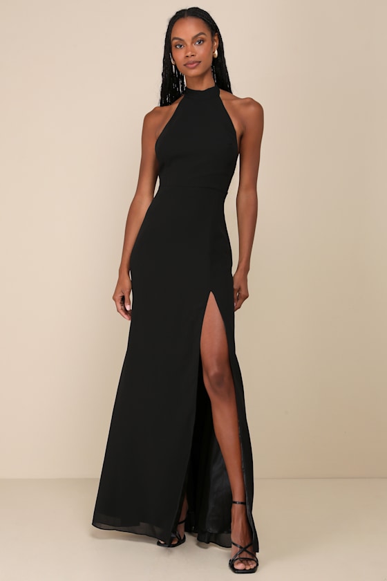 black halter top dress