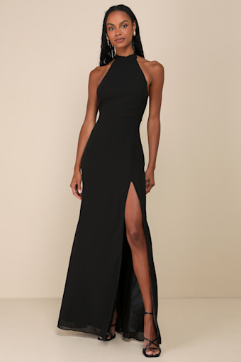 Captured Your Heart Black Halter Maxi Dress 1