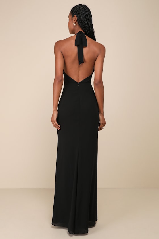 Captured Your Heart Black Halter Maxi Dress - thumbnail 3