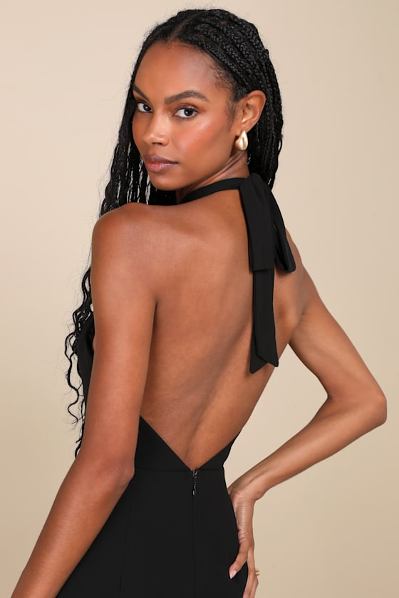 Captured Your Heart Black Halter Maxi Dress - thumbnail 4