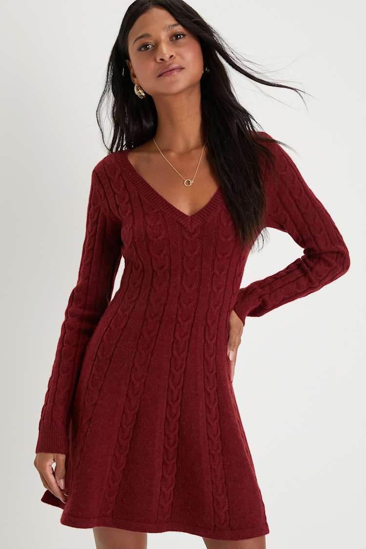 burgundy mini sweater dress Beatrice Mini Dress main image 1