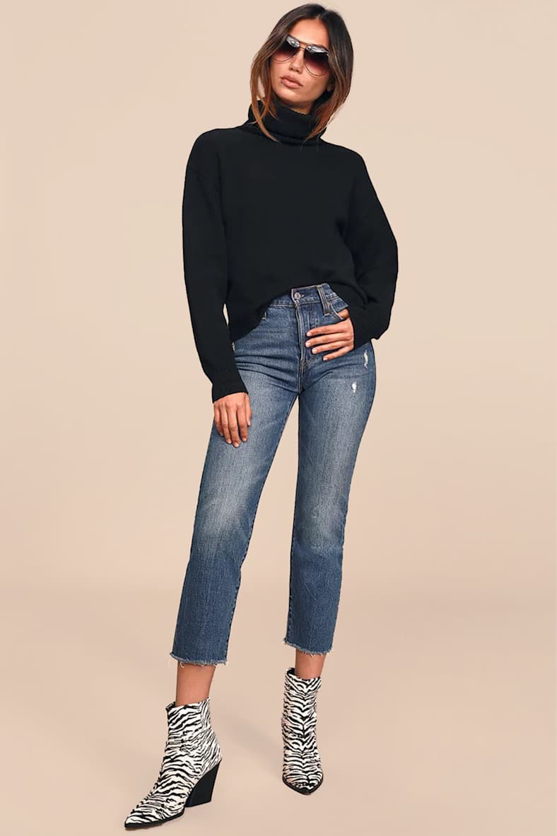 Amazing Memories Black Cowl Neck Sweater